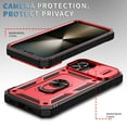 thumbnail image 4 of Military Grade Drop Impact for iPhone 16 Plus Camera Lens Slide Protection Case 360 Metal Rotating Ring Kickstand Holder Armor Shockproof Case For iPhone 16 Plus, Black+Red, 4 of 9