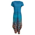 thumbnail image 2 of Daeful Robe Longue pour Femmes Col Rond Maxi Robes Fête Imprimé Floral Bohème Été Plage Robe Vert Clair 2TG, 2 of 5