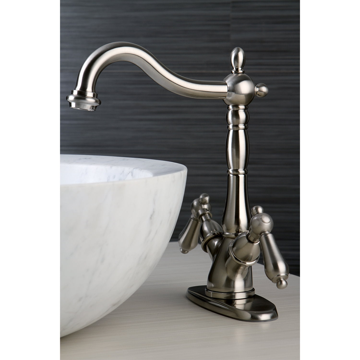 Kingston Brass Heritage Two Handle Vessel Sink Faucet with Optional Cover Plate