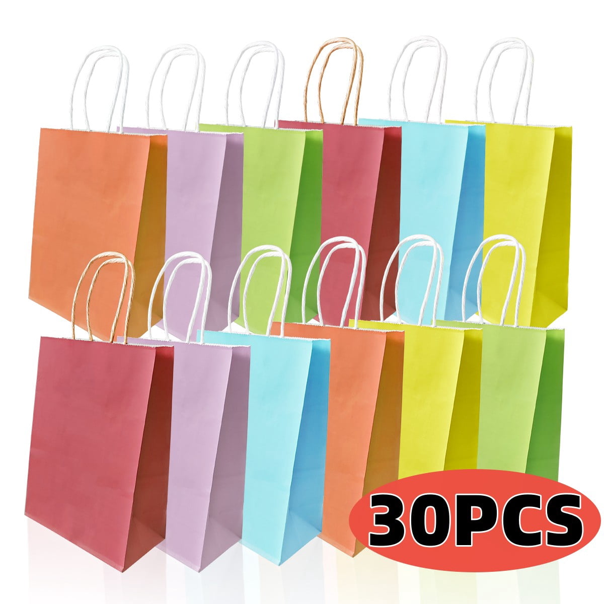 Favor Bags Bulk, Kraft Paper Bags with Handles Medium Gift Bags Party