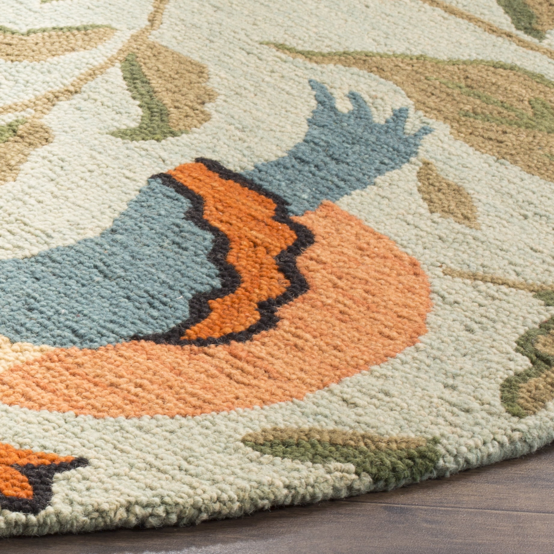SAFAVIEH Blossom Megan Flower and Birds Wool Runner Rug, Sage/Multi, 2'3" x 6'