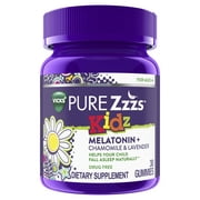 Vicks ZzzQuil Pure Zzzs Kidz Melatonin Sleep Aid Gummies for Kids, Dietary Supplement, Berry, 30 Ct