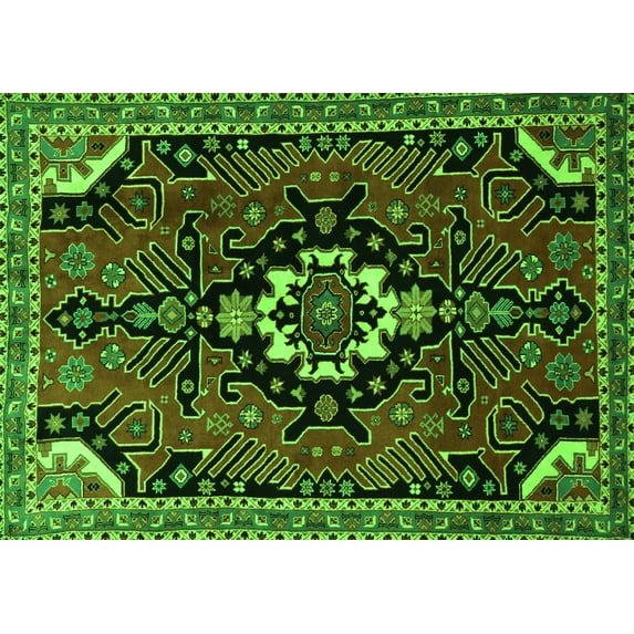 Ahgly Company Indoor Rectangle Persian Green Traditional Area Rugs, 2' x 5'