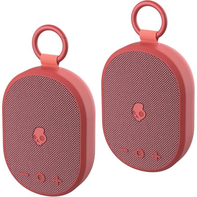 Paquete de altavoces Bluetooth inalámbricos Skullcandy Kilo: (2) mini altavoces Bluetooth impermeables IPX7 con batería de 24 horas, radiadores pasivos de disparo hacia abajo y emparejamiento inalámbr