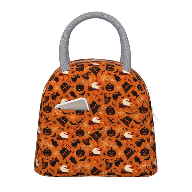 Disketp Retro Halloween Bolsa Térmica para Almuerzo, Lonchera con Abertura Amplia y Gran Capacidad, Organizador Reutilizable para Mujeres, Hombres y Adultos