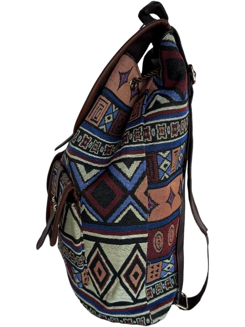 Hippie Canvas Women Backpack Purse- Boho Style Ethnic 