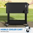 thumbnail image 4 of Dextrus 80 Quart Outdoor Rolling Cooler Cart with Bottle Opener Drainage, Portable Beverage Rolling Cart with Tray on Wheels, Black, 4 of 5