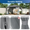 thumbnail image 5 of 10x10 Outdoor Gazebo Tent with Mosquito Netting, Metal Frame Canopy with Double Roofs, All-Weather Pop Up Canopy Tent for Backyard, Garden, Lawn and Deck, Grey, 5 of 9