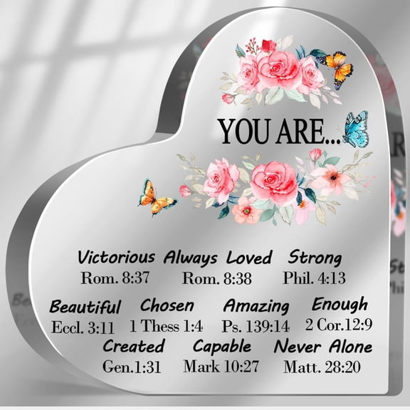 Religious Gifts For Women Inspirational Gifts With Bible Verse And Prayers Decor Encouragement Present For Christian Sister Mom Christian Desk Decor Acrylic Hearts Plaques 4X4 In