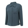 thumbnail image 5 of VNKIDY Women Shirts Summer Solid Color Loose Fit Linen Blouse Long Sleeve Button Down Lapel Soft Shirt For Casual Daily Wear Comfortable Tops, 5 of 6