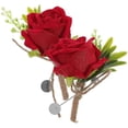 thumbnail image 4 of Red Wedding Boutonniere Rose Corsages for Groom and Bride 2Pcs Pack, 4 of 5