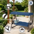 thumbnail image 4 of YIKEMA Freestanding Canopy Porch Swing with Stand, 3-Seat Steel Patio Swing, Blue, 4 of 7