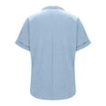 thumbnail image 4 of TAGOLD Womens Plus Size Summer Tops,Women's Cotton And Linen Casual V-neck Solid Color Short Sleeved Loose T-shirt Top Short Sleeved V-neck Top, 4 of 5