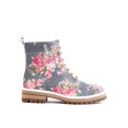 thumbnail image 2 of Cecelia New York Chance Lace Lug Sole Combat Boot Up Combat Moto Hiker Booties (BLUE FLORAL, 11), 2 of 4