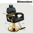 thumbnail image 2 of Baasha Professional Reclining Salon Chair with Removable Headrest, Heavy-duty Gold Barber Chair with Premium Steel Frame, Comfortable and Elegant Design Stylist Chair, Weight Capacity 440 lbs-Gray, 2 of 9