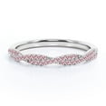 thumbnail image 3 of JeenMata Alianza de Boda de Media Eternidad con Forma Redonda de 0,25 Quilates y Piedra Natal de Octubre con Pavé de Turmalina Rosa en Oro Blanco de 18 K sobre Plata, 3 of 6