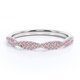 thumbnail image 3 of JeenMata Alianza de Boda de Media Eternidad con Forma Redonda de 0,25 Quilates y Piedra Natal de Octubre con Pavé de Turmalina Rosa en Oro Blanco de 18 K sobre Plata, 3 of 6