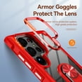 thumbnail image 4 of Allytech Clear Case for Samsung Galaxy S23 Ultra, Slim Case with Metal Ring Kickstand, Armor Lens Protection Shockproof Anti-Fingerprint Soft TPU Frame + Hard PC Back Protective Case - Red, 4 of 7
