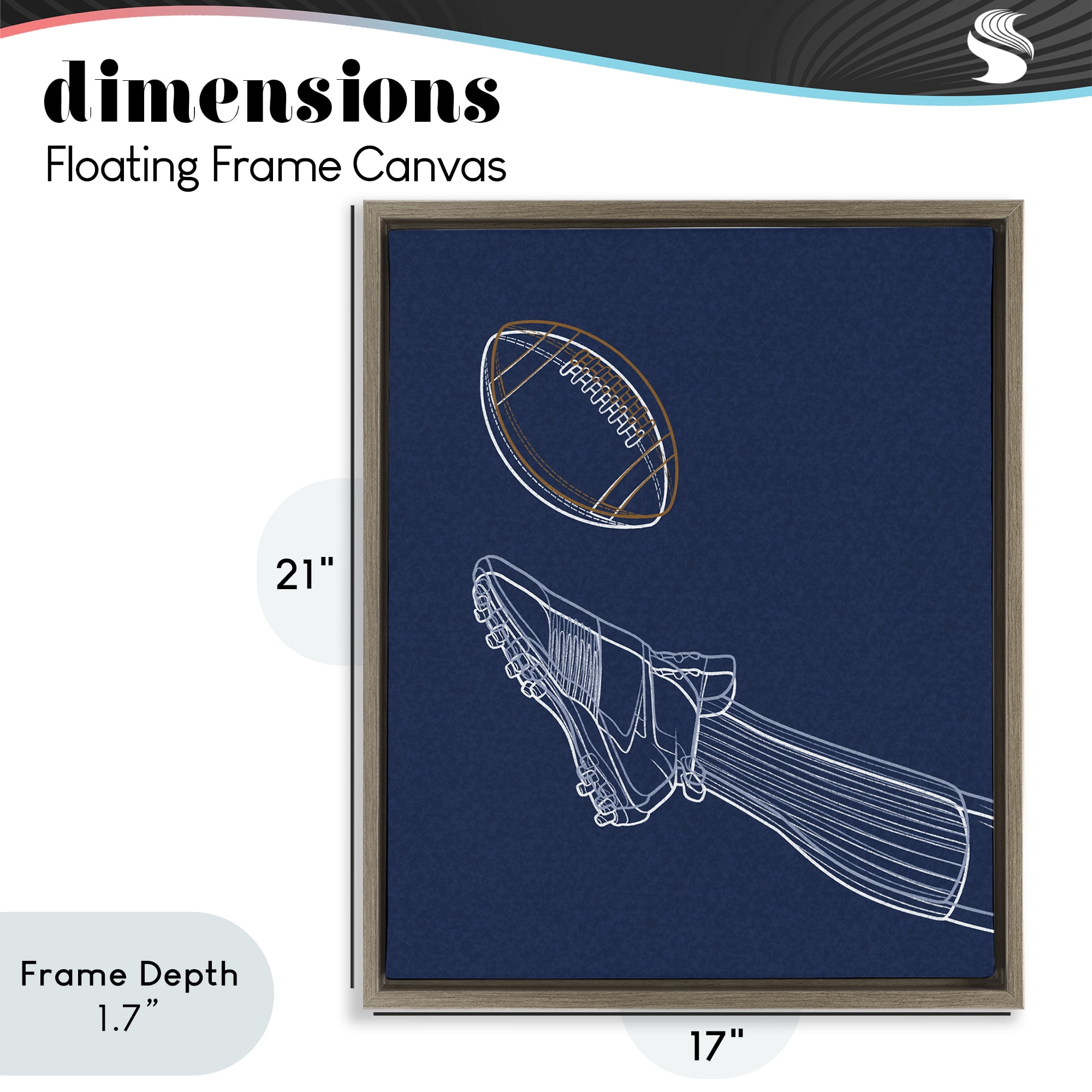 Stupell Industries Football Lines Contour Brown Framed Floater Canvas Wall Art, design by Marcus Prime