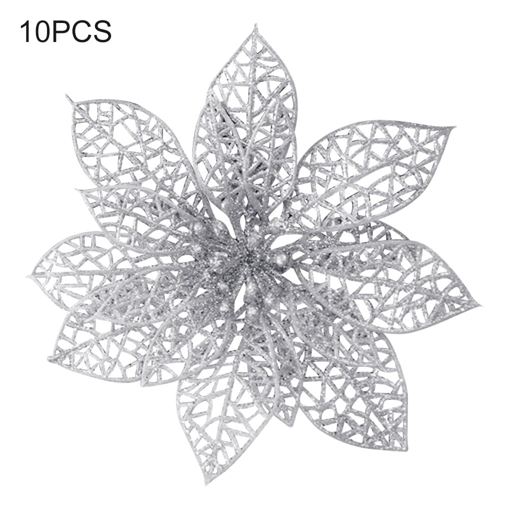 SANAG 10pcs Christmas Tree Decorations Artificial Poinsettias Flowers Christmas Tree Ornaments