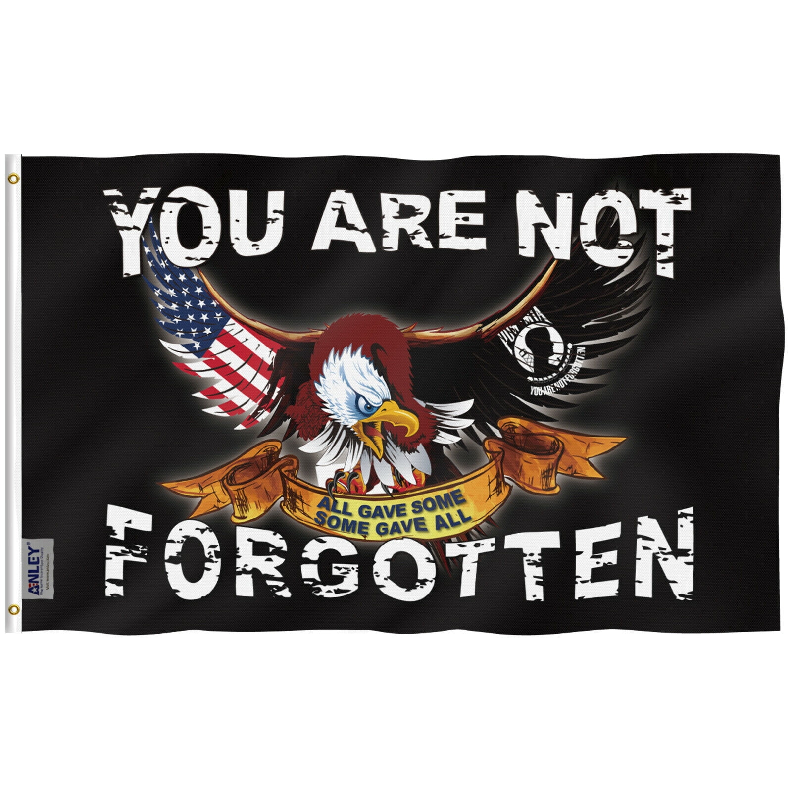 High Quality 3x5 Pow Mia POWMIA You are never Forgotten Black Double Sided Flag Banner