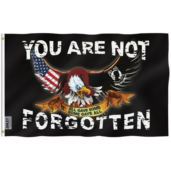 ANLEY Fly Breeze 3x5 Ft POW/MIA Flag - Vivid Color and UV Fade Resistant - Canvas Header and Brass Grommet - You Are Not Forgotten 3 X 5 Ft