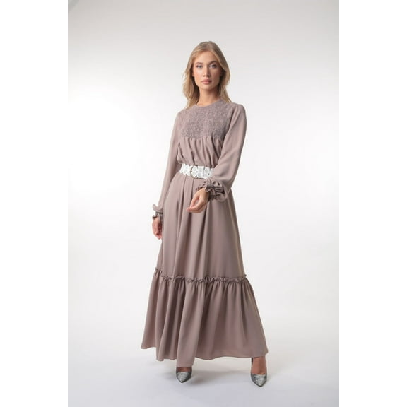 Mina Tiered Long Maxi With Long Sleeves