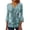 Green, variant on Floral Summer Tops for Women Tunic Tops V-neck 3/4 Lace Sleeve Pleated Button Casual Print Top