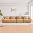 thumbnail image 3 of Miekor Furniture 4-Seat Boneless Sofa,High-Quality Teddy Fabric,No assembly required Curved armrest,Anti-slip Design,32D High Density Sponge Full Compression Vacuum Packag,For Studies Iiving R No3812, 3 of 9