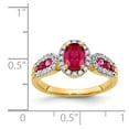 thumbnail image 3 of 14K Yellow Gold Ring Band Gemstone Ruby Oval Red Round Diamond, Size 8, 3 of 3