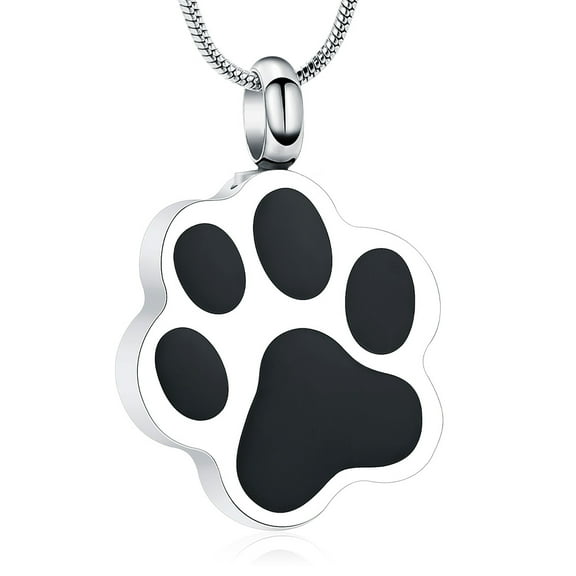 Dog Paw Print Memorial Keepsake Necklace Pet Dog Paw Stainless Steel Cremation Urns Necklace Ashes Souvenir Jewelry