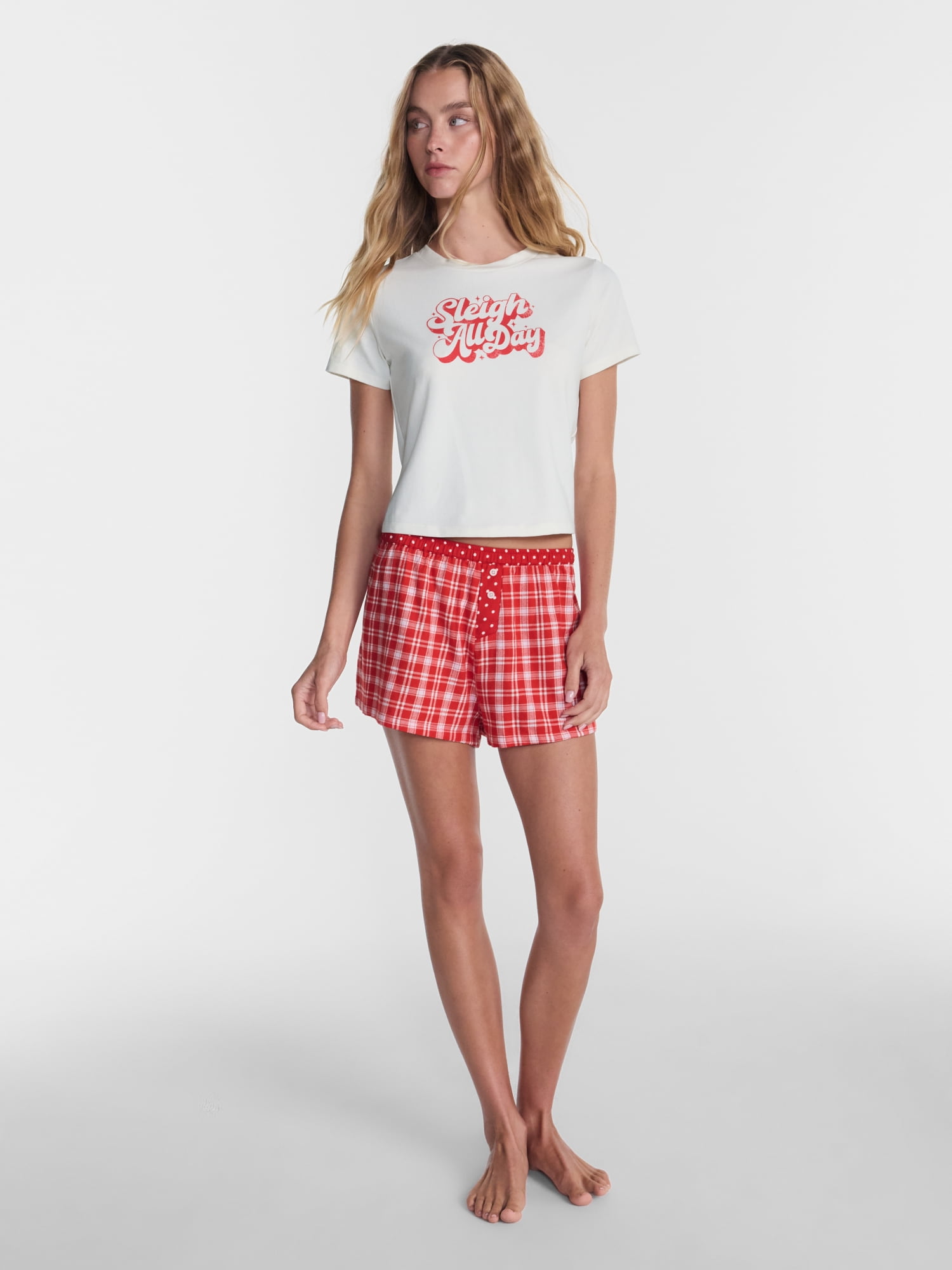 No Boundaries Print Boxer Sleep Shorts, 3" Inseam, Women's XS-XXL