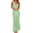 thumbnail image 1 of Vestido largo Realtix elegante de encaje floral con cuello en V sin espalda, 1 of 3