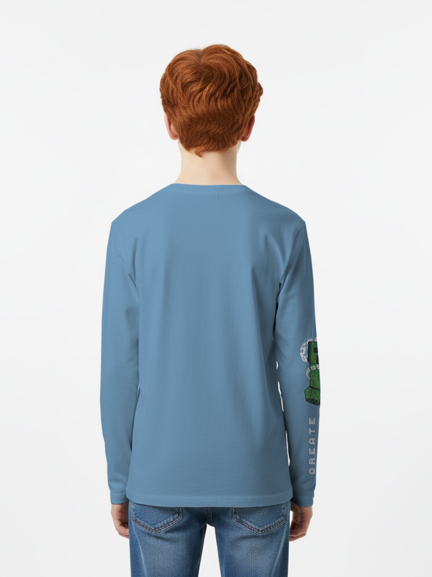 Minecraft, Boys' & Big Boys' Graphic Long-Sleeve T-Shirt, Creeper Montage, Sizes 4-18