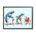 thumbnail image 2 of Stupell Industries Aquatic Sea Life Animals Riding Bikes Red Accent Graphic Art Gray Framed Art Print Wall Art, Design by Amelie Legault, 2 of 5