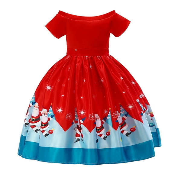 Little Girls Christmas Dresses Kids Child Pageant Gown Xmas Dance Party Princess Dress Size 5-6T