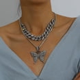 thumbnail image 2 of Cadena cubana Collar de mariposa para mujer Cristal de hielo Mariposa de circón, 2 of 5