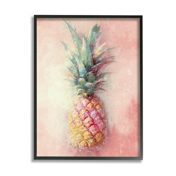 Stupell Industries Tropical Glam Pineapple Food & Beverage Painting Black Framed Art Print Wall Art, 11 x 14