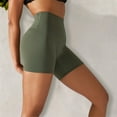 thumbnail image 2 of Women's High Waist Seamless Biker Shorts with Compression Fit- X Large, Green, 2 of 6