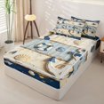 thumbnail image 2 of Castle Fairy Distressed Nautical Wood Plank Zipper Full Size Comforter Sets with Fitted Sheet and 2 Pillowcases,Anchor Life Ring Seashell Layout Zipper Bedding Set,Navy White,Reversible,4pcs, 2 of 6