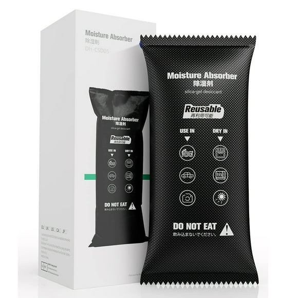 500g Moisture Absorber Bag, Silica Gel Dehumidifier, Anti-Fog, Condensation, Mold Prevention (3 Pack)
