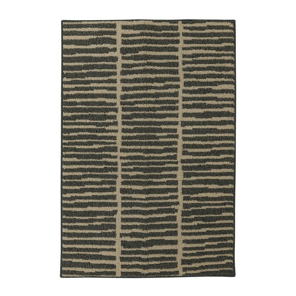 Mainstays Striped Polyester Indoor Scatter Rug, Dark Grey, 30”x45”