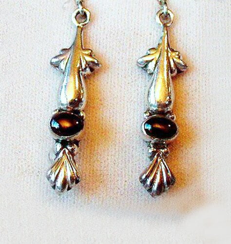 Sterling Silver Lovely Red SPONGE CORAL Gemstone Dangle Earrings...Handmade USA 