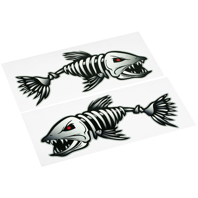 2 Pieces Fish Mouth Stickers Skeleton Fish Stickers Fishing Boat Canoe  Kayak Graphics Accessories