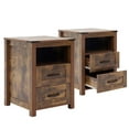 thumbnail image 2 of Rustic Wood Nightstand, Farmhouse Bedside Table with 2 Drawers & Open Shelf, Modern End Table for Bedroom, Brown, 2 of 6