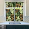 thumbnail image 3 of Kitchen Curtains 36 Inch Short - 3 Panel Set, Rod Pocket Window Curtain with Tropical Leaf Botanical Print, 100% Polyester for Farmhouse, Cafe, Kitchen, Bedroom, Easy Wash, 3 of 6