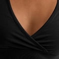 thumbnail image 5 of Hfnxid Women's Summer Top Cross Wrap Short Sleeve T Shirt Lightweight V Neck Tunic Tops Casual Ruched Plunge Solid Blouse Black L, 5 of 7