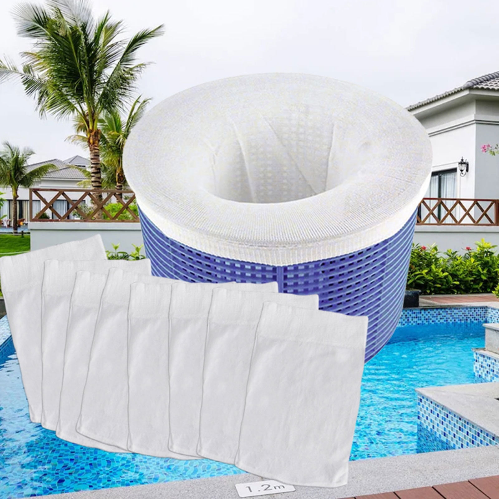 White 【25-Pack】 Universal Pool Skimmer Socks Perfect Savers for Filters Baskets and Skimmers Cleans Debris Pool Filter Socks for In-Ground and Above Ground Pools