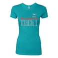 thumbnail image 2 of Wild Bobby, Ford Mustang 50 Years Logo Mach 1 Classic Emblem, Cars and Trucks, Women Slim Fit Junior Tee, Tahiti Blue, Small, 2 of 4
