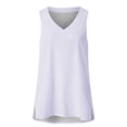 thumbnail image 4 of White Tank Top Women Sleeveless Oversized T-Shirt,Summer V-Neck Loose Cotton Vest Top,Casual Solid Color Sleeveless Shirt White,XXXL, 4 of 5